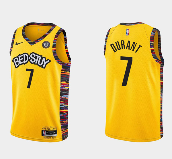 Youth Brooklyn Nets #7 Kevin Durant Yellow Stitched Jersey